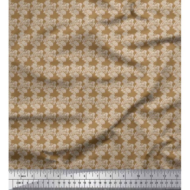 Soimoi Poly Georgette Fabric Stencil Floral Print Fabric by Yard 52 Inch Wide