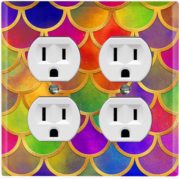 Metal Light Switch Plate Outlet Cover Mermaid Colorful MER007