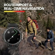 Amazfit T-Rex 2 Smart Watch: Dual-Band & 5 Satellite Positioning - 24-Day Battery Life - Ultra-Low Temperature Operation - Rugged Outdoor GPS Military Smartwatch - Real-time Navigation, Black