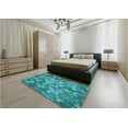 thumbnail image 5 of Ahgly Company Machine Washable Indoor Square Transitional Teal Green Area Rugs, 4' Square, 5 of 7