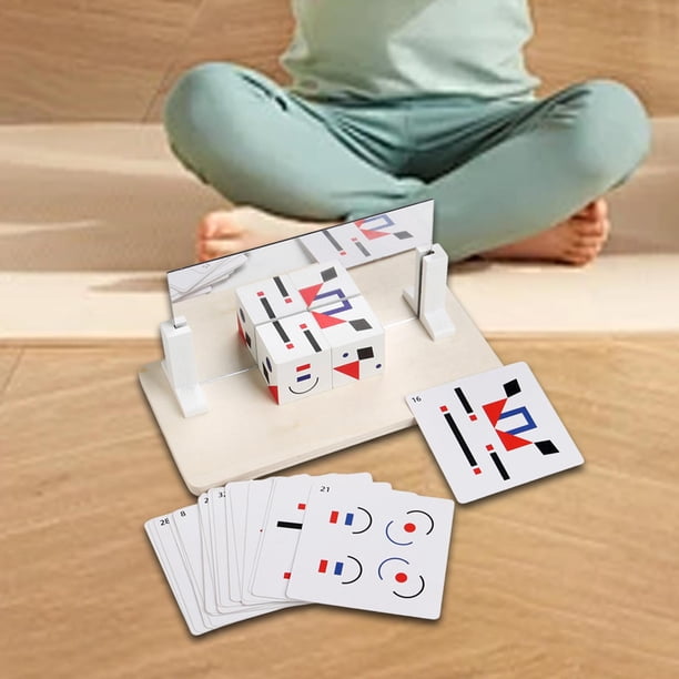 Juego de bloque de cambio de cara, Juego de bloques de construcción de rompecabezas de expresión, madera, juguetes de desarrollo para los niños de 3