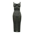 thumbnail image 3 of DailyTrove Women's Sleeveless Sequin Bodycon Dress, V-Neck, Party & Nightclub Wear, Fit, 3 of 4