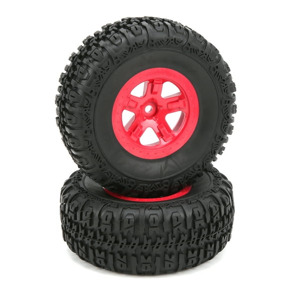 Tbest 2pcs Wheel Rim And Tires Set For Slash 1/10 RC Short Course Truck Red