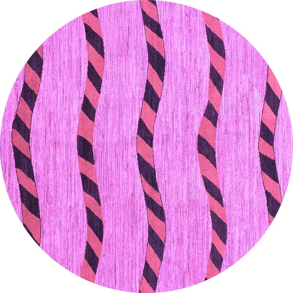 Ahgly Company Indoor Round Abstract Purple Modern Area Rugs, 5' Round