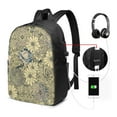 thumbnail image 3 of YFYANG 17" Laptop Backpack, Vintage Yellow Flowers Fashion Travel Work Backpack with USB and Headphone Cable Interface for Men and Women, 3 of 8