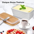 thumbnail image 4 of Stoneware Butter Dish with Wooden Lid – Ceramic Food Storage Container with Built-In Knife, Non-Slip Kitchen Essential, 4 of 8