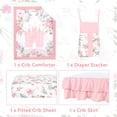thumbnail image 4 of Juego de ropa de cama para cuna TANOFAR Floral Castle de 4 piezas para bebés y niñas, 4 of 7