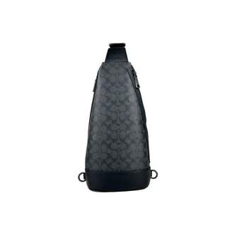 Coach Court Medium Backpack in Black Pebbled Leather with