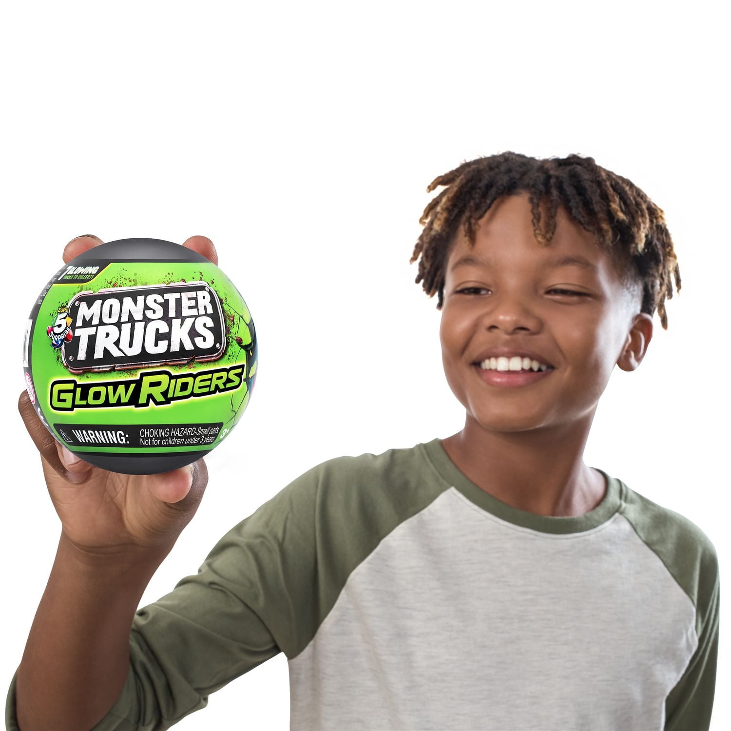 5 SURPRISE Monster Trucks Glow Riders Series 2 Mystery Collectible Capsule (3 Pack)