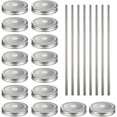 thumbnail image 1 of 16 Couvercles à Ouverture Régulière avec 8 Pailles en Acier Inoxydable 18/8 Couvercles de Pots en Verre Étanches Solides (Argent), 1 of 7