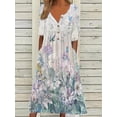 thumbnail image 2 of Women's Short Sleeve Boho Floral Print Maxi Dress Summer V Neck Casual Loose Dress with Pockets, 2 of 5