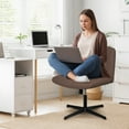thumbnail image 3 of Hoffree Cross Legged Office Chair Armless Office Chair No Wheels Fabric Padded Swivel Vanity Chair Criss Cross Chair Wide Seat Height Adjustable for Home Office, 3 of 9