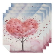 Nawy Valentine's Day Tree of Life Love Heart Fantasy Fairy Watercolors White Pink Dinner Napkin 2 PCS