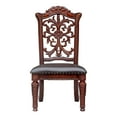 thumbnail image 2 of Cherry Wood Side Chairs (Set of 2) - Brown Faux Leather, Nailhead Trim, Floral Back, Dining Room Chairs, 48" High, 2 of 6