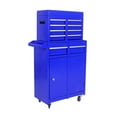 thumbnail image 6 of Blue Rolling Tool Chest: 5-Drawer Metal Tool Box Organizer, Garage Workshop Storage Cabinet w/ Wheels & Adjustable Shelf, 22.95" x 11" x 37.2", 100KG Capacity, 6 of 16