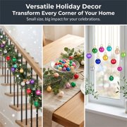100 Pcs Christmas Mini Balls Ornaments,Xinshengli 14mm Glitter Multicolor Christmas Ball with 10m Metallic Thread,Xmas Tree Hanging Decorations Pendants for Party,Decor,Outdoor,Indoor,DIY