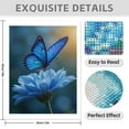 thumbnail image 3 of Diamond Art Kit for Adults, Blue Butterfly On Flower Blossom Diamond Painting for Adults Beginners, 5D DIY Diamond Art Painting Kits, Colorful Diamond Painting Craft for Home Decor 12x16, 3 of 7