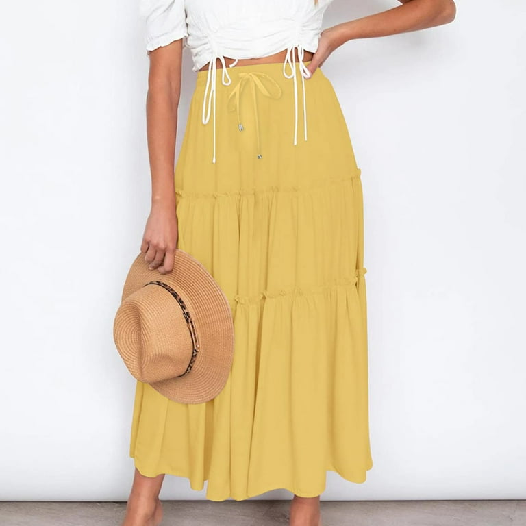 Lolmot Skirts for Women Trendy Summer Elastic High Waist Lolmot Skirts for Women Trendy Summer Elastic High Waist