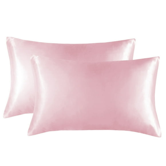 Taie d'Oreiller en Soie pour Cheveux et Peau, Douce, Respirante et Soyeuse Taille Standard Ensemble de 2, des Deux Côtés en Soie de Mûrier Naturelle avec Fermeture Éclair Cachée, Rose Clair