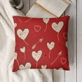 thumbnail image 3 of Pillow Covers, White Hearts Decor Red Throw Pillows Linen Anniversary Wedding Cushion Case for Home Sofa Couch Outdoor, 3 of 5