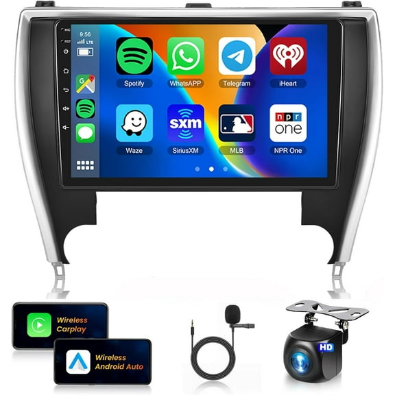 Car Stereo for Toyota Camry 2015 2016 2017 [2 64G] Wireless Carplay Android Auto,Android Car Radio 10.1" Touch Screen GPS WiFi Bluetooth FM/RDS Mirror Link SWC Backup Camera for 2016 Camry Radio
