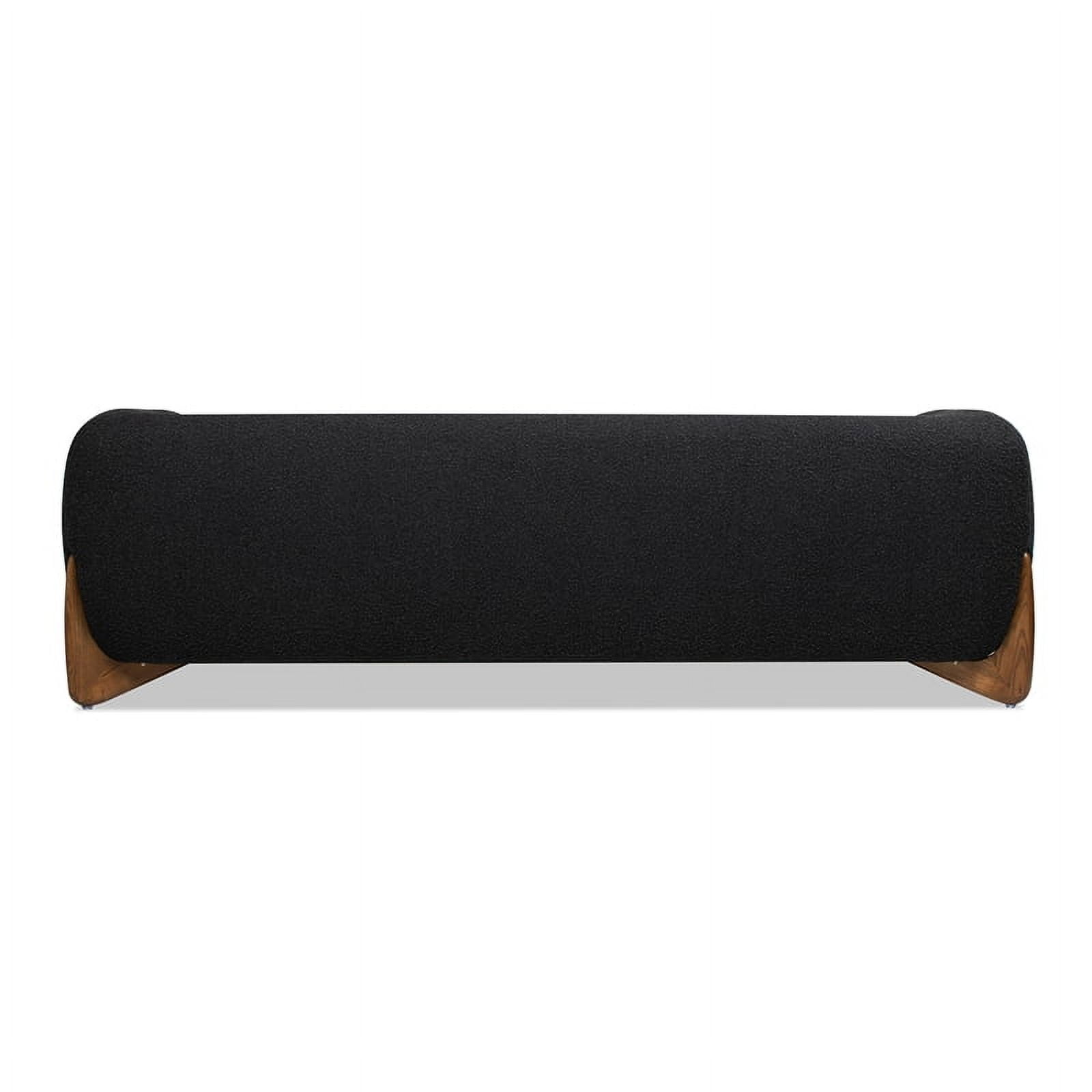 Jennifer Taylor Home Alpine 90.5" Modern Scandinavian Boucle Minimalist Round Arm Sherpa Sofa, Ebony Black