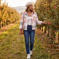 thumbnail image 6 of Womens Lapel Collar Plaid Flannel Jacket Shacket Coat Outerwear Casual Fall Wear S, 6 of 8