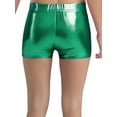 thumbnail image 2 of TSSOE Kids Girls Dance Athletic Shorts Shiny Metallic Hip Hop Jazz Dance Shorts Gymnastics Bottoms Stage Performance Green 7-8, 2 of 3