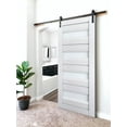 thumbnail image 3 of Sturdy Barn Door Frosted Glass | Veregio 7455 White Silk | 6.6FT Rail Hangers Heavy Hardware Set | Solid Panel Interior Doors-32" x 80"-Black Rail, 3 of 6