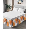 thumbnail image 4 of Burnt Orange Grey Bed Skirt Queen Size, Modern Oil Painted Abstract Art Wrap Around Bed Skirting with Adjustable Elastic Strap, Dust Ruffle Pleated Bedskirts 16 Inch Drop for Bedroom Queen Beds, 4 of 9