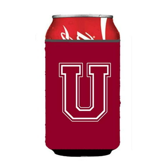 Carolines Treasures CJ1032-UCC Letter U Initial Monogram - Maroon And White Can Or Bottle Hugger
