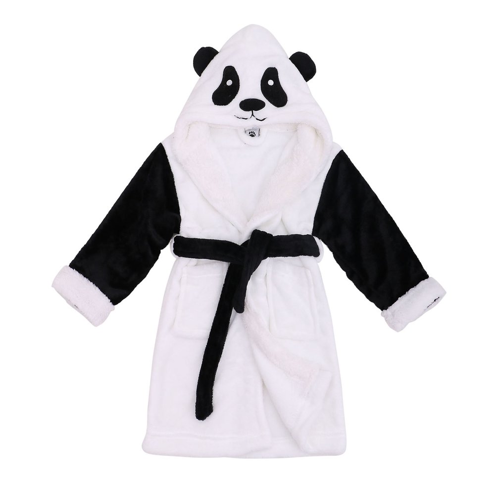 Simplicity Kids Robe Zoo Fuzzy Sherpa Lined Hoody Animal Bathrobe