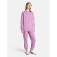 thumbnail image 4 of No Boundaries Fleece Oversized Sweatshirt with Long Sleeves, Women’s Sizes XXS-4X, 4 of 5