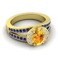 thumbnail image 3 of 2.35 Ct Oval Cut Citrine & Blue Sapphire Gemstone Stunning Wedding Ring for Women Solid 18K Yellow Gold Size 8 by Diamond-Capitals, 3 of 8