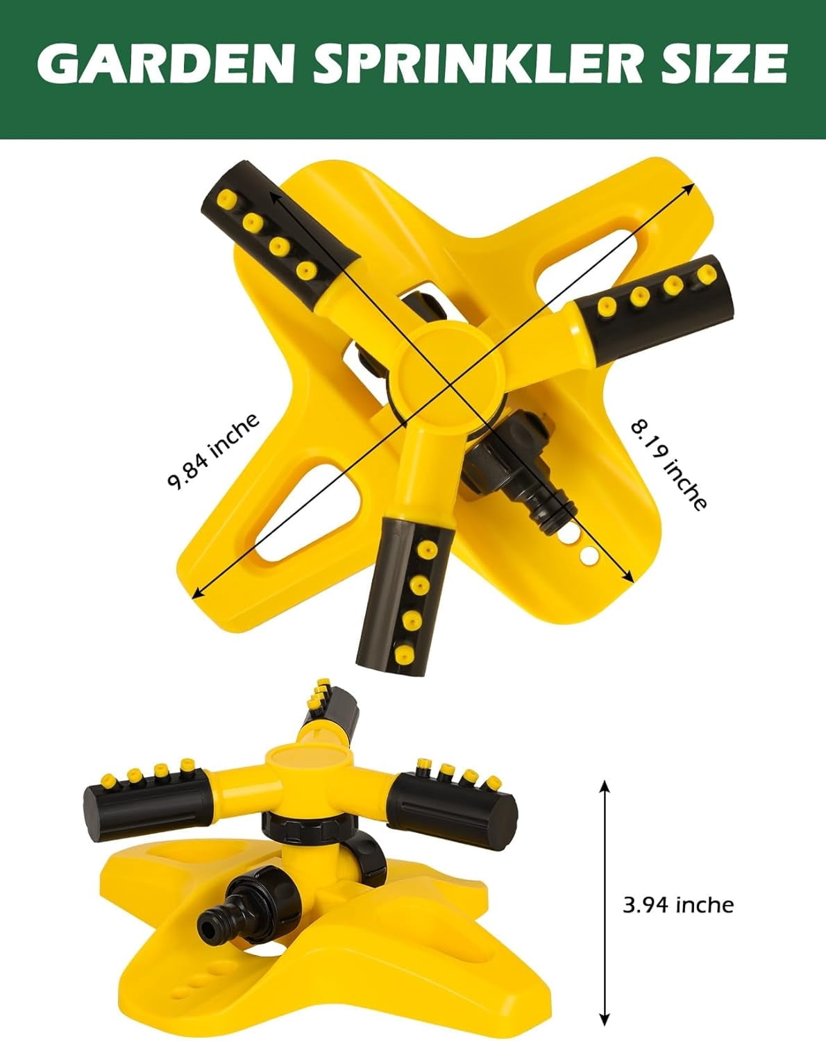 Sprinkler for Yard,360 Degree Rotary Sprinkler Upgrade Garden Grass Watering Sprinkler, Rotating Garden Sprinkler for Large Area Coverage, Lawn and Yard Sprinklers (Yellow)