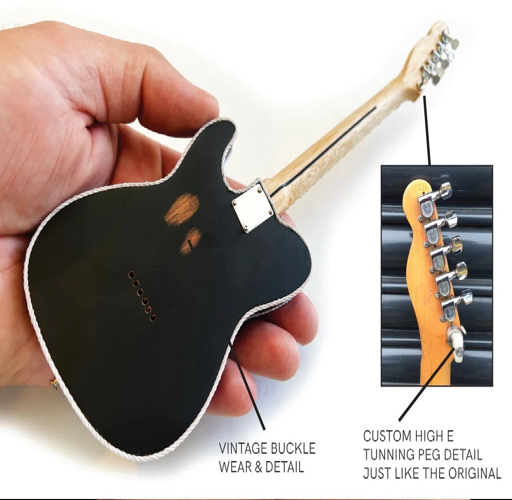Waylon Jennings Signature Black Fender Telecaster Mini Guitar Replica Collectible, Axe Heaven, Gifts