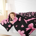 thumbnail image 4 of Erosebridal Girls Cute Bowknot 7pcs Bedding Comforter Set,Pink Loves H Alphabet Queen Bedding Sets For Kids,Reversible black, 4 of 7