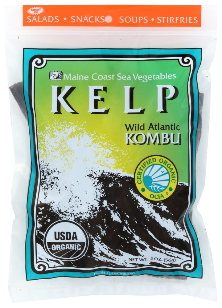 Maine Coast Organic Sea Vegetables Kelp Wild Atlantic Kombu Whole Leaf, 2 oz