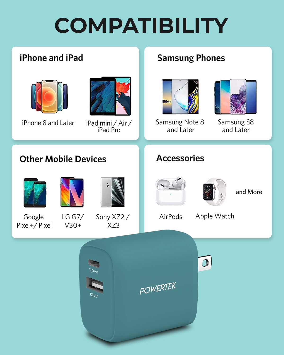 Powertek Fast Charging Smartphones Single Charger