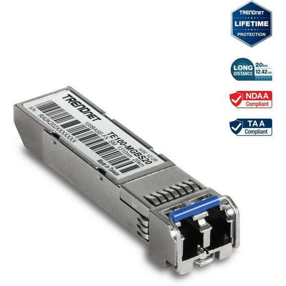 TRENDnet TE100-MGBS20 Mini-GBIC Multi-Mode 100-Base-LX LC Module (20KM)