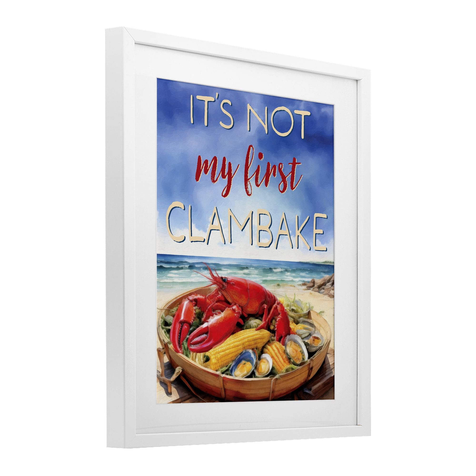 Stupell Industries Not My First Clambake White Framed Print Under Glass, design by Grotto Studios