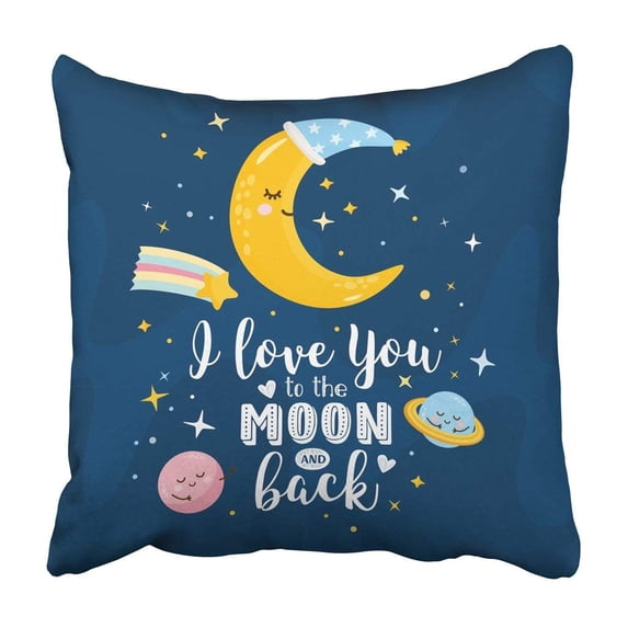 ARTJIA I Love You To The Moon And Back Magic With And Different Of Space Stars Rainbow Planets Pillowcase 16x16 inch