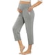 thumbnail image 4 of Pantalones de yoga premamá con cintura elástica - Color liso, bolsillos funcionales, lavables a mano/a máquina, ideales para el día a día/correr, tallas S-XXL, 4 of 8