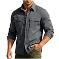 thumbnail image 3 of Josdec Men 4-Way Stretch Tactical Work Shirt, Multi Chest Pocket Quick Dry Breathable Long Sleeve Top, Outdoor Hiking Fishing Utility Casual Shirts M-5XL, 3 of 7