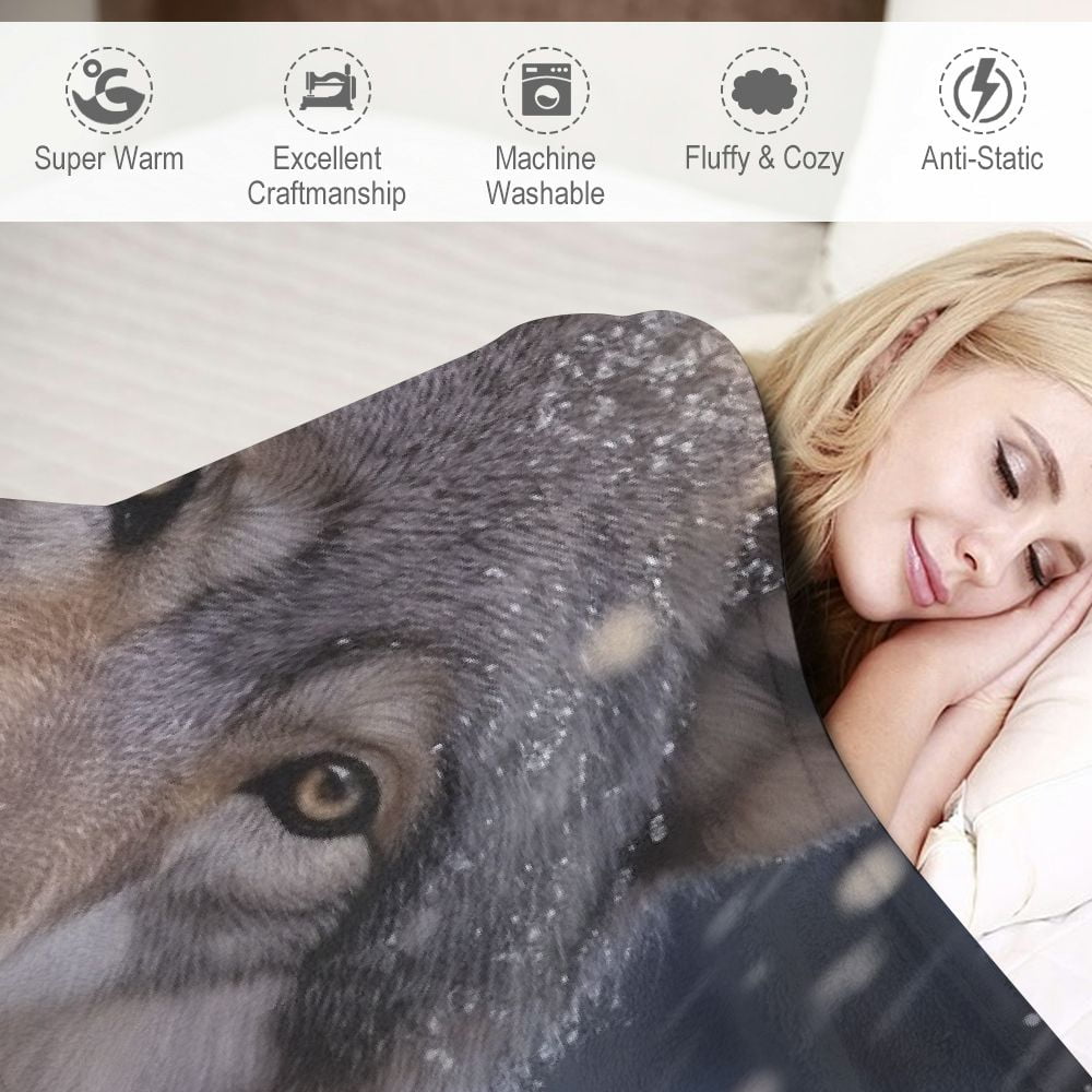 ARISTURING  Lone Wolf Blanket for Bed, Queen Size Wolf Throw Blanket for Women, Men and Kids - Super Soft Plush Wolf Blanket Throw Animal Print Blanket, Blanket for Kids