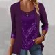 thumbnail image 2 of Camiseta de manga larga con botones y paneles de cuentas para mujer - Material de poliéster, tallas S-XXL - Informal y moderna para el día a día y la oficina, 2 of 3