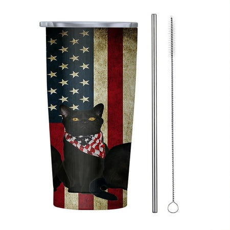 

Black Cats American 20oz Tumbler Insulated Stainless Steel Water Bottle Portable Travel Coffee Tea Mug Cup