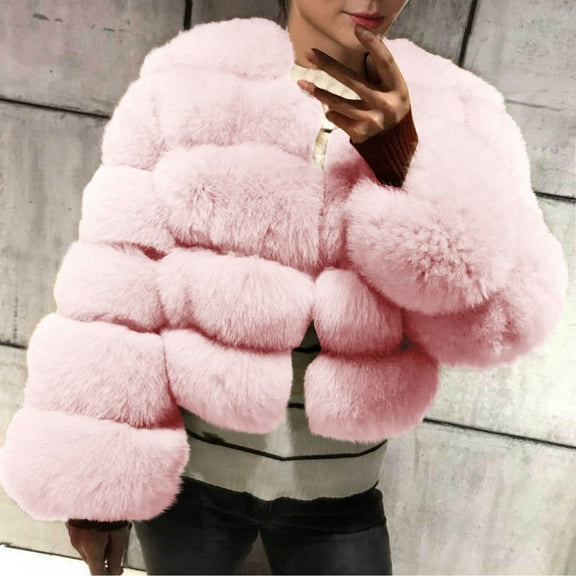 YUNAFFT Warm Faux Fur Loose Fit Casual Coat for Women Winter Cozy Soft Jacket Long Sleeve Oversized Outerwear