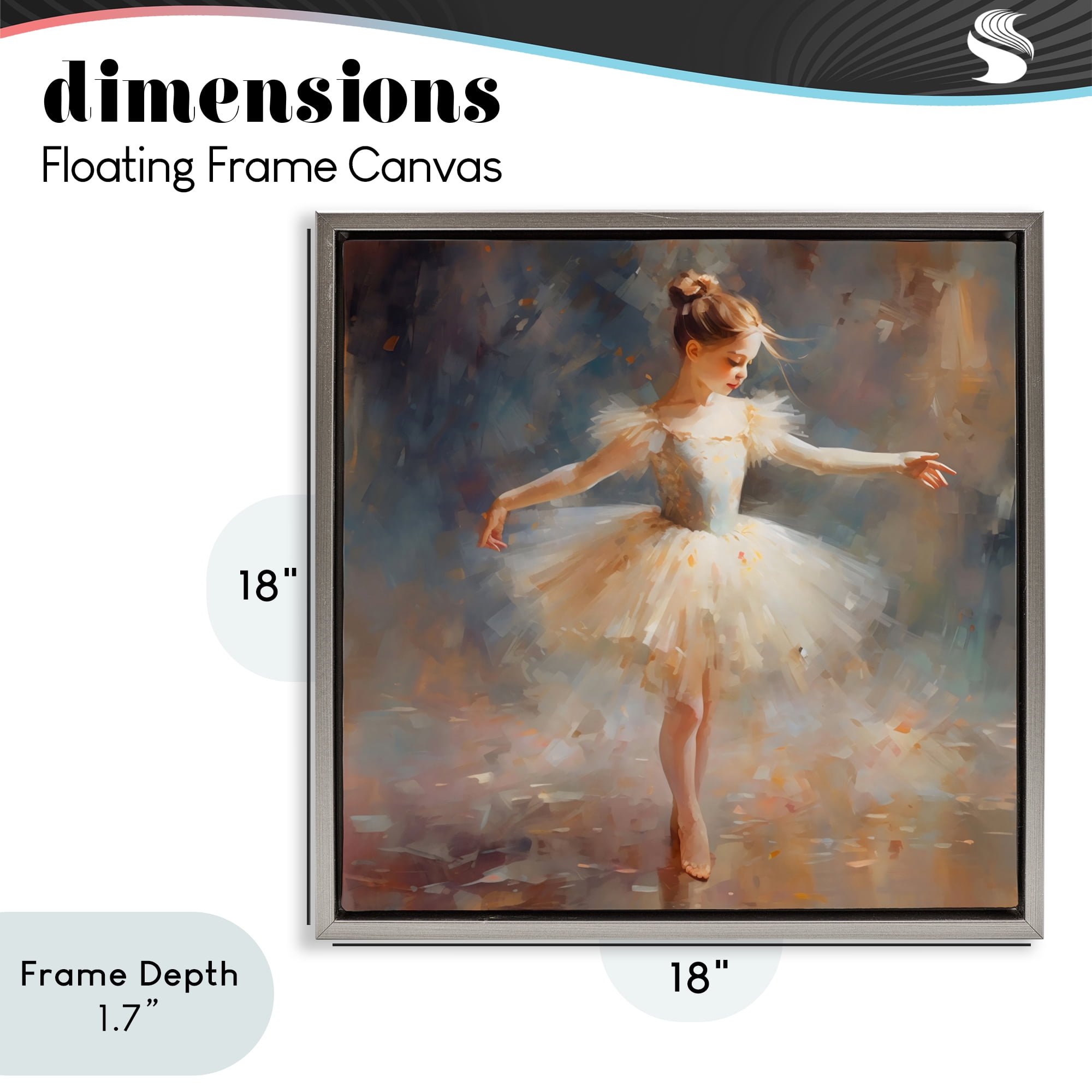 Stupell Industries Ballerina In White Tutu Gray Framed Floater Canvas Wall Art, design by Creative Studio