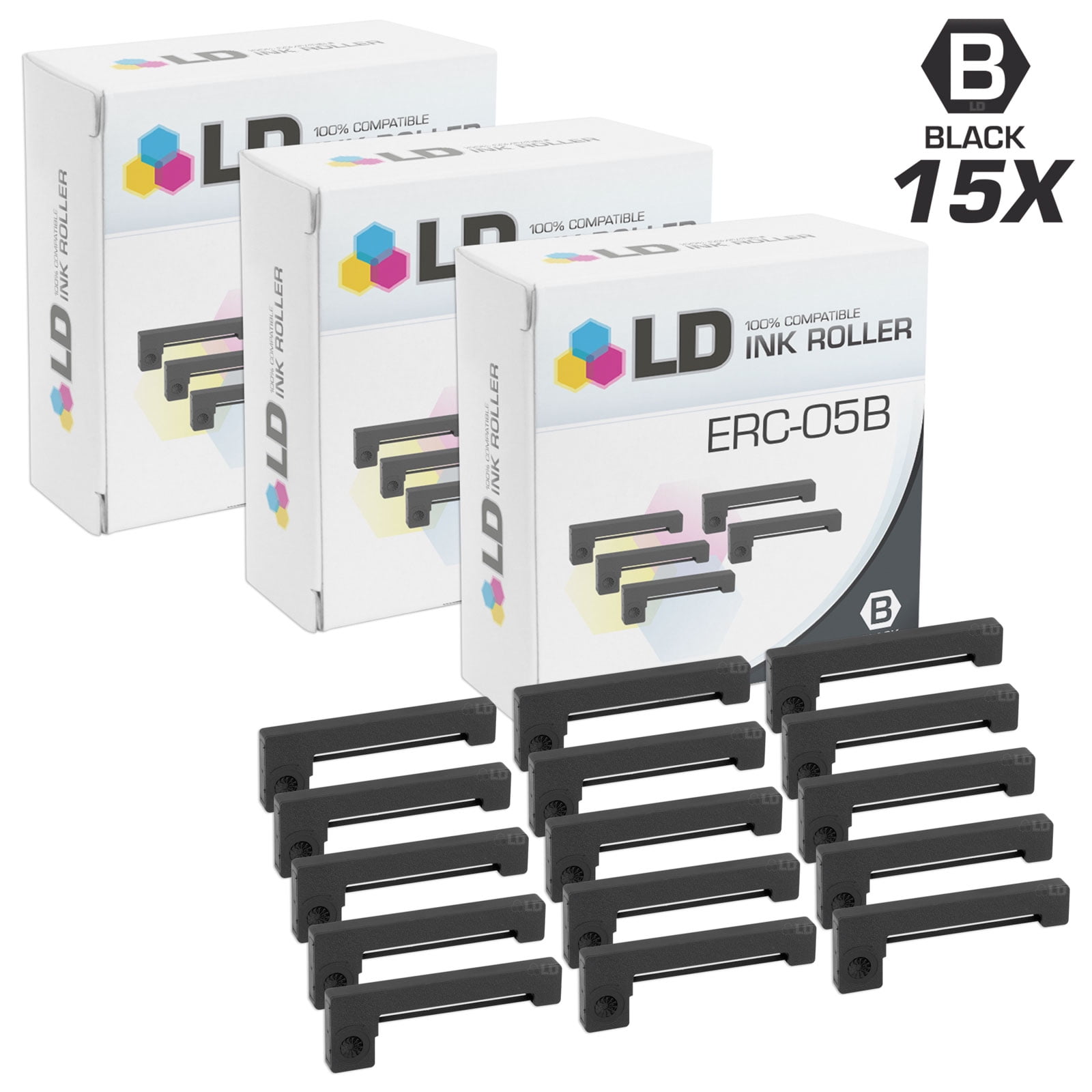 LD Compatible Epson ERC-05B Set of 25 Black Printer Ribbon Cartridges 